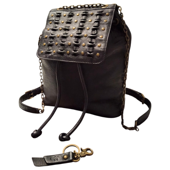 Frye Studded Black Leather Backpack display picture 1